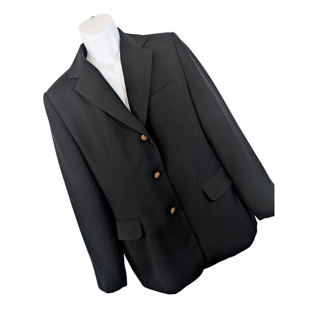 L.L. BEAN! LUXE BLACK DRESS JACKET, BLAZER, GOLD BUTTONS, MACHINE WASHABLE! 18R